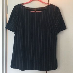 Navy blue vertical striped blouse